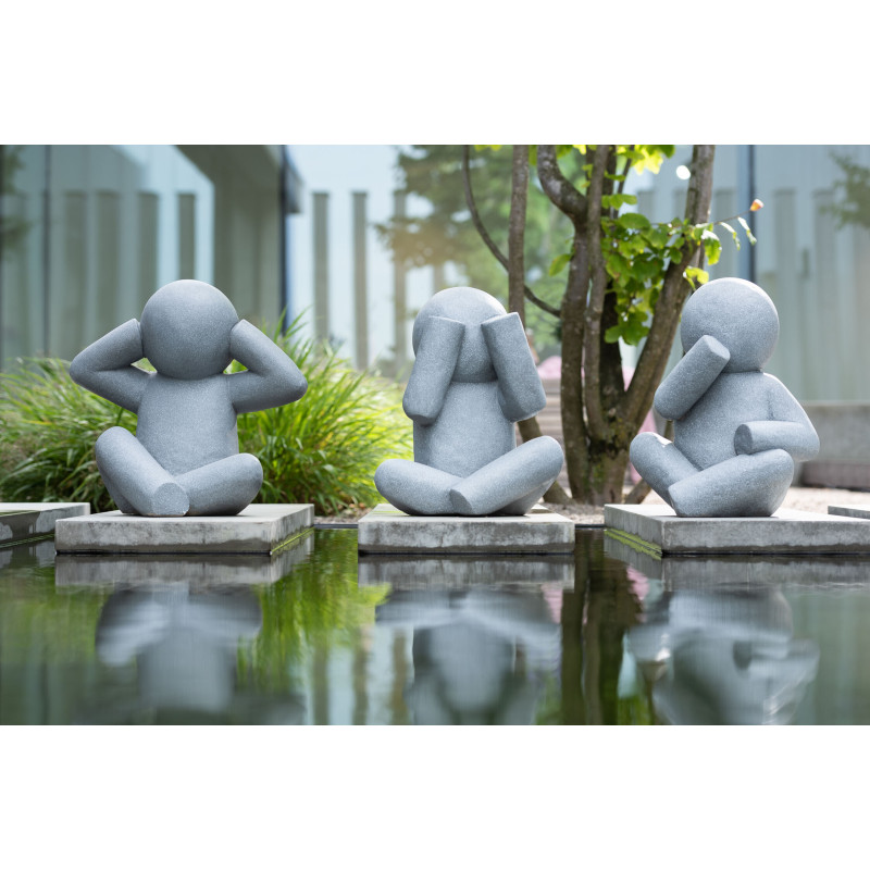 Statue déco XL Bonhomme assis P'tit Maurice en Magnésium Gris (Lot de 3) - 2