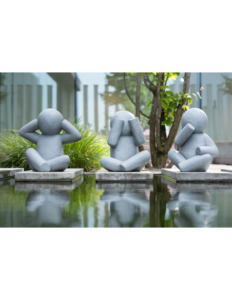 Statue déco XL Bonhomme assis P'tit Maurice en Magnésium Gris (Lot de 3) - 2