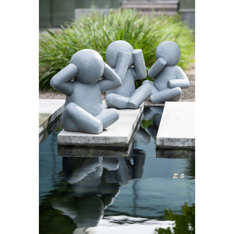 Statue déco XL Bonhomme assis P'tit Maurice en Magnésium Gris (Lot de 3) - 3