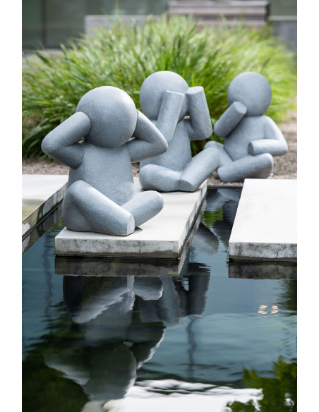 Statue déco XL Bonhomme assis P'tit Maurice en Magnésium Gris (Lot de 3) - 3