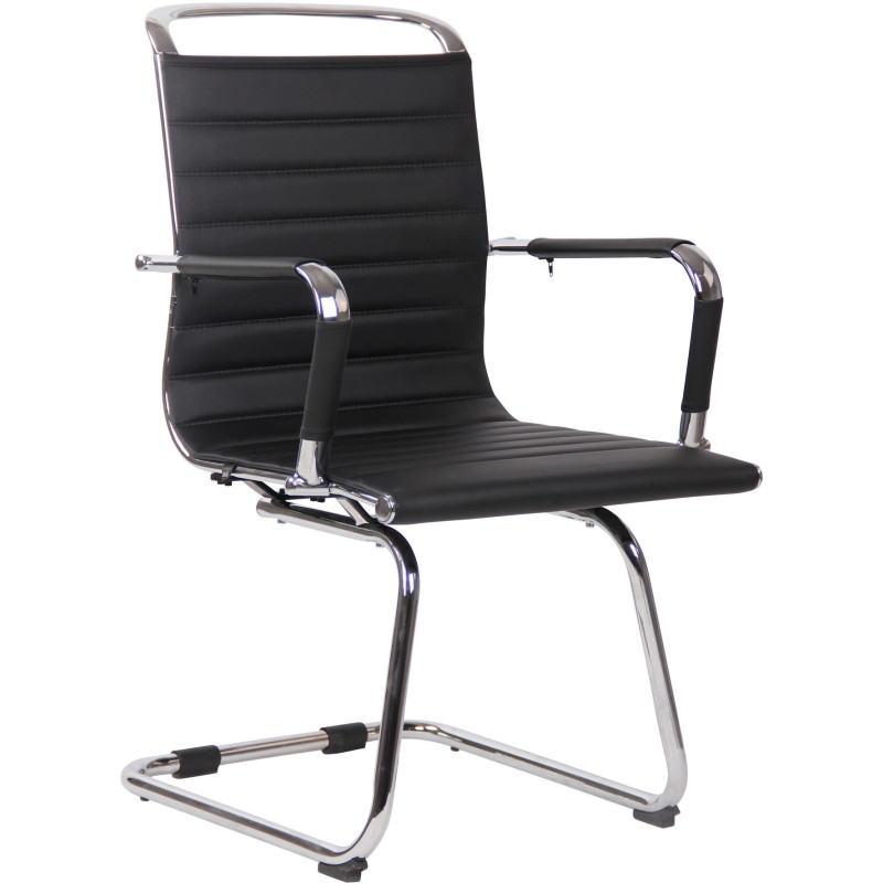 Chaise de bureau Avec accoudoirs Vicky en Polyuréthane Noir Métal Chromé - 1
