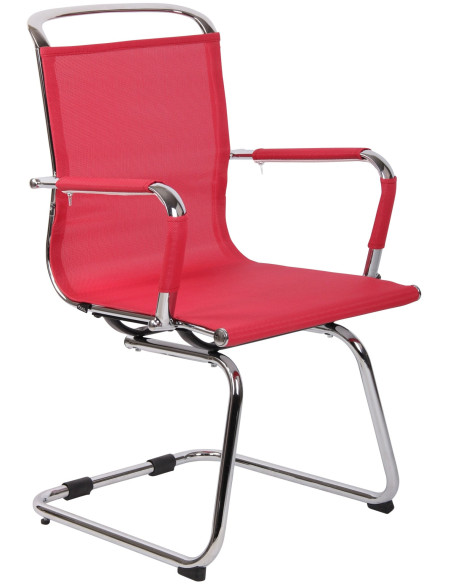 Chaise de bureau Avec accoudoirs Vicky en Polyester Rouge Métal Chromé  - 1
