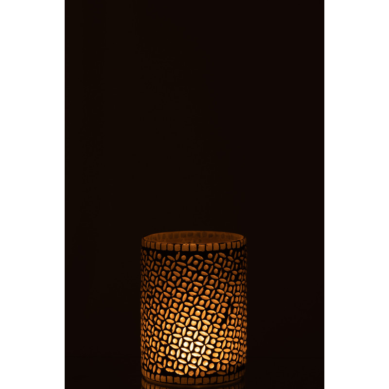 Photophore Cylindrique Eralia Diamètre 12 cm en Verre Gris Motif fleurs - 4