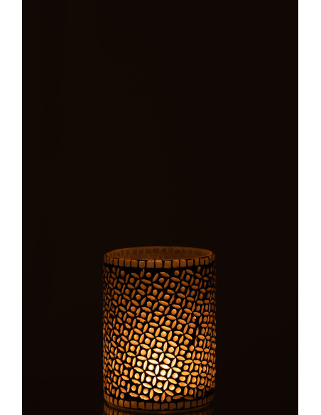 Photophore Cylindrique Eralia Diamètre 12 cm en Verre Gris Motif fleurs - 4