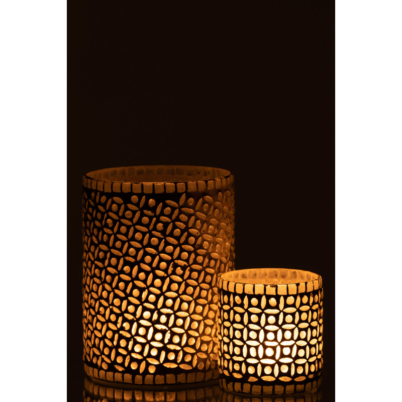 Photophore Cylindrique Eralia Diamètre 12 cm en Verre Gris Motif fleurs - 7