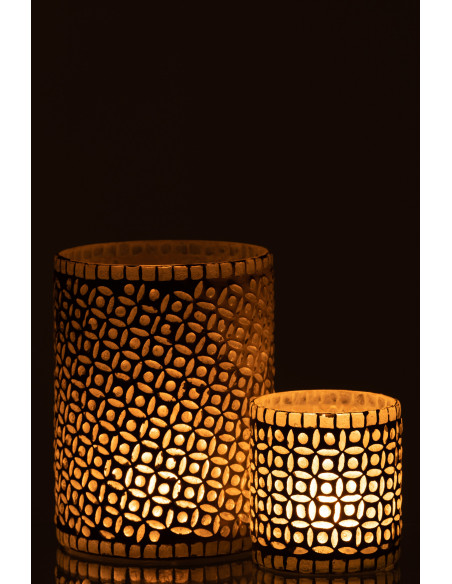 Photophore Cylindrique Eralia Diamètre 12 cm en Verre Gris Motif fleurs - 7