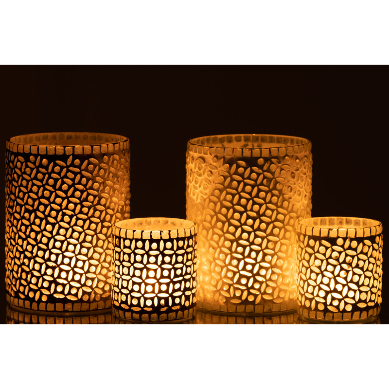 Photophore Cylindrique Eralia Diamètre 12 cm en Verre Gris Motif fleurs - 10