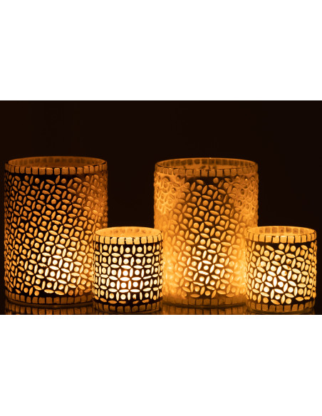 Photophore Cylindrique Eralia Diamètre 12 cm en Verre Gris Motif fleurs - 10