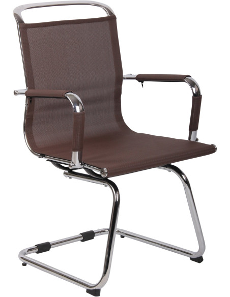 Chaise de bureau Avec accoudoirs Vicky en Polyester Chocolat Métal Chromé  - 1
