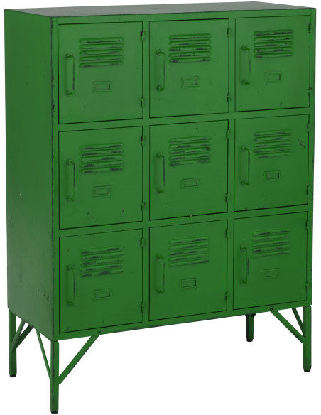 Armoire Vestiaire 9 portes Locker en Métal Vert - 1