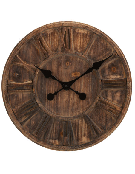 Horloge murale Ronde 40 cm Fire en Bois Marron - 1