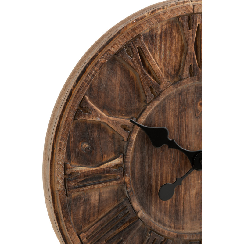 Horloge murale Ronde 40 cm Fire en Bois Marron - 2