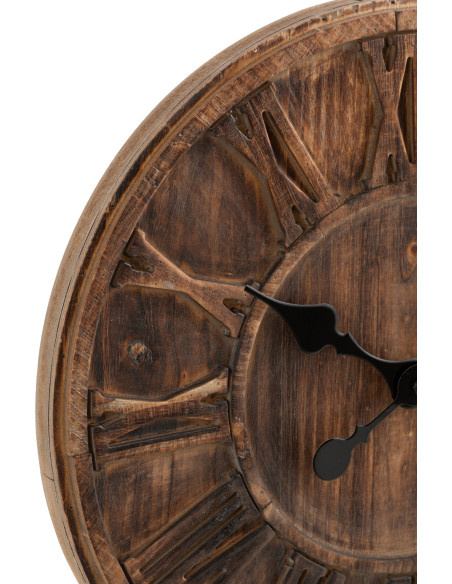 Horloge murale Ronde 40 cm Fire en Bois Marron - 2