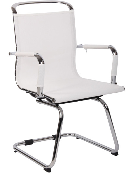 Chaise de bureau Avec accoudoirs Vicky en Polyester Blanc Métal Chromé  - 1
