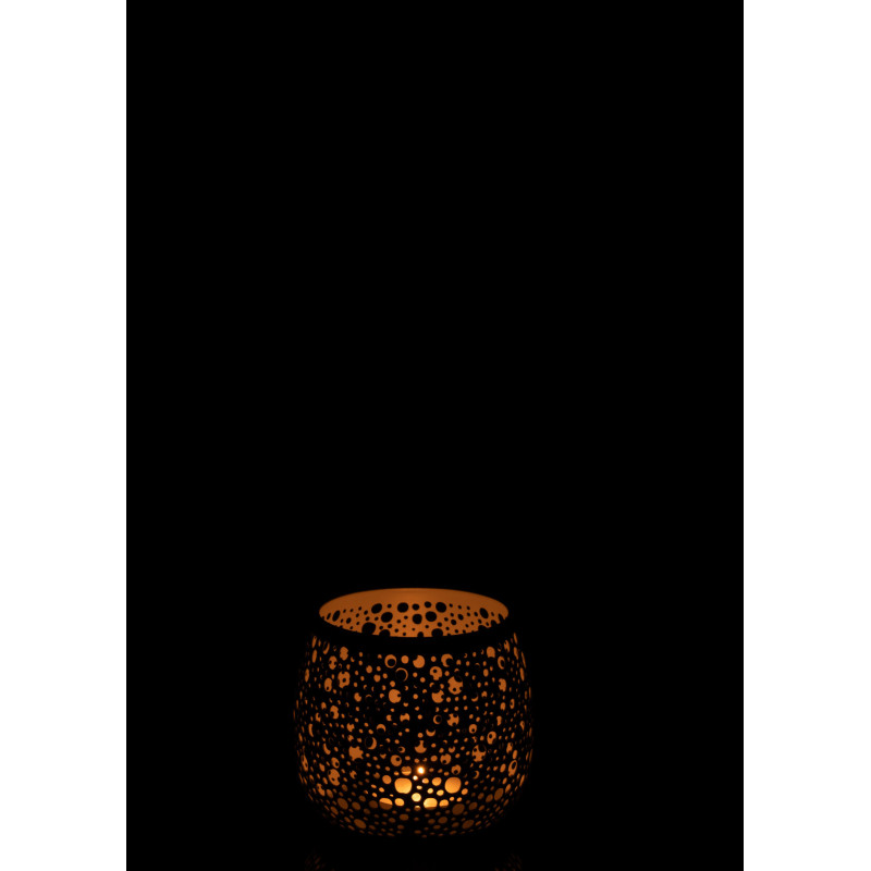 Photophore Rond Klofe Diamètre 11 cm en Métal Blanc Motif perforé - 4