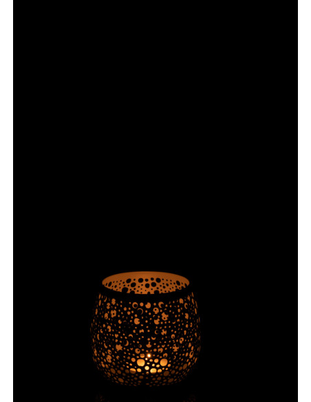 Photophore Rond Klofe Diamètre 11 cm en Métal Blanc Motif perforé - 4