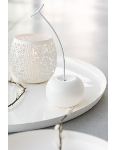 Photophore Rond Klofe Diamètre 11 cm en Métal Blanc Motif perforé - 5