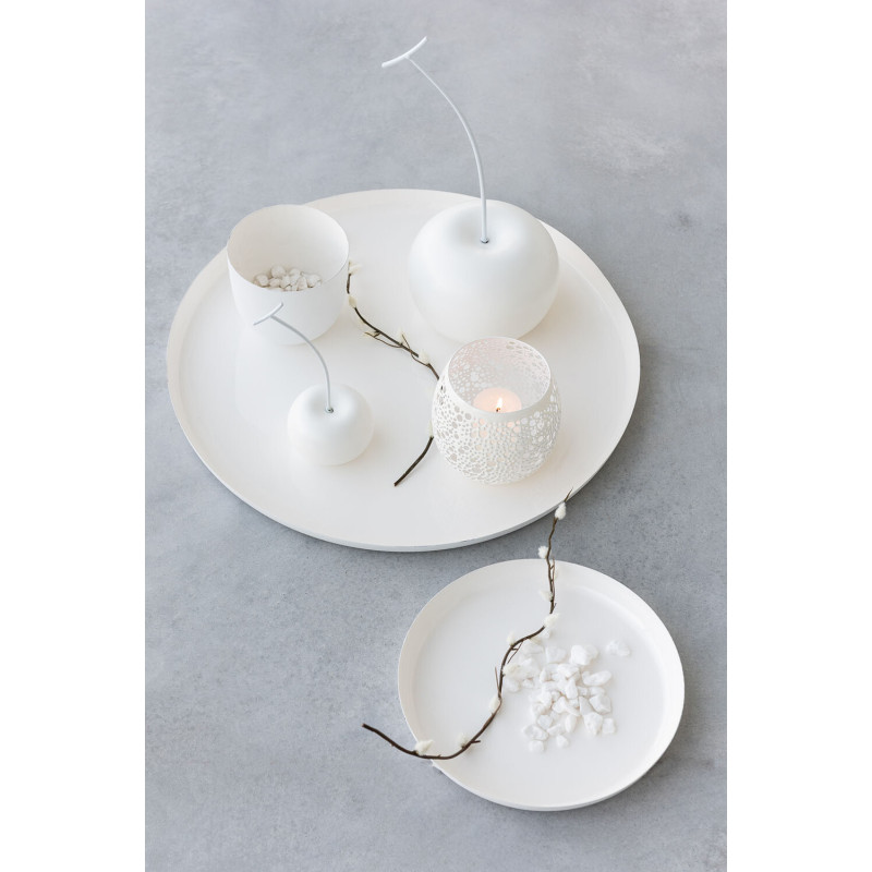 Photophore Rond Klofe Diamètre 11 cm en Métal Blanc Motif perforé - 6