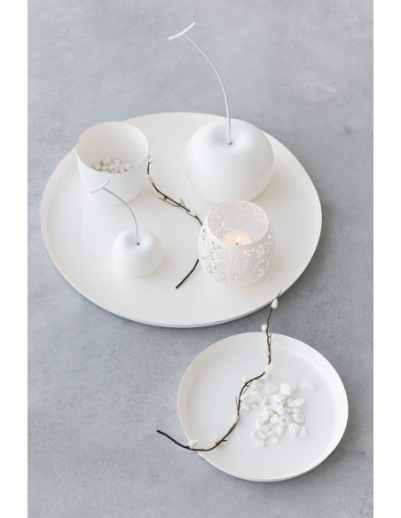 Photophore Rond Klofe Diamètre 11 cm en Métal Blanc Motif perforé - 6