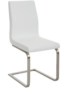 Chaise Magali en Polyuréthane Blanc Acier inoxydable Argenté Brossé mat - 1