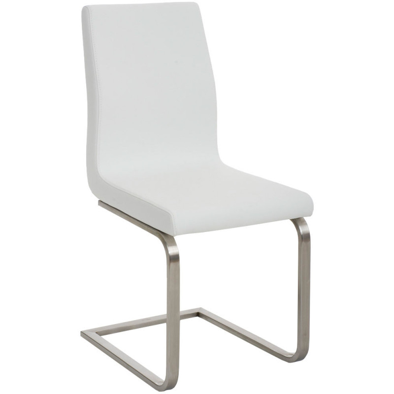 Chaise Magali en Polyuréthane Blanc Acier inoxydable Argenté Brossé mat - 1