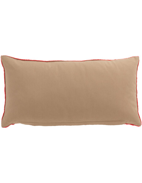 Coussin XL Rectangulaire Tamsin 65x35 en Jute Naturel Coton Rose Miroir - 3