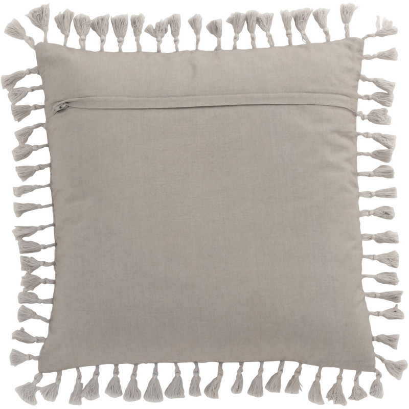 Coussin Carré Drom 45x45 en Velours Gris Motf marocain Avec pompons - 3