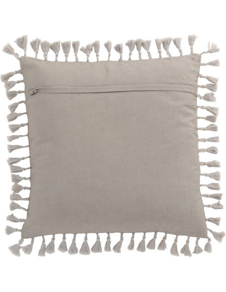 Coussin Carré Drom 45x45 en Velours Gris Motf marocain Avec pompons - 3