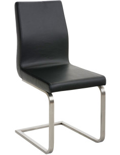 Chaise Magali en Polyuréthane Noir Acier inoxydable Argenté Brossé mat - 1
