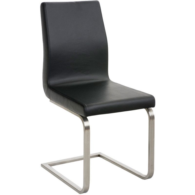 Chaise Magali en Polyuréthane Noir Acier inoxydable Argenté Brossé mat - 1