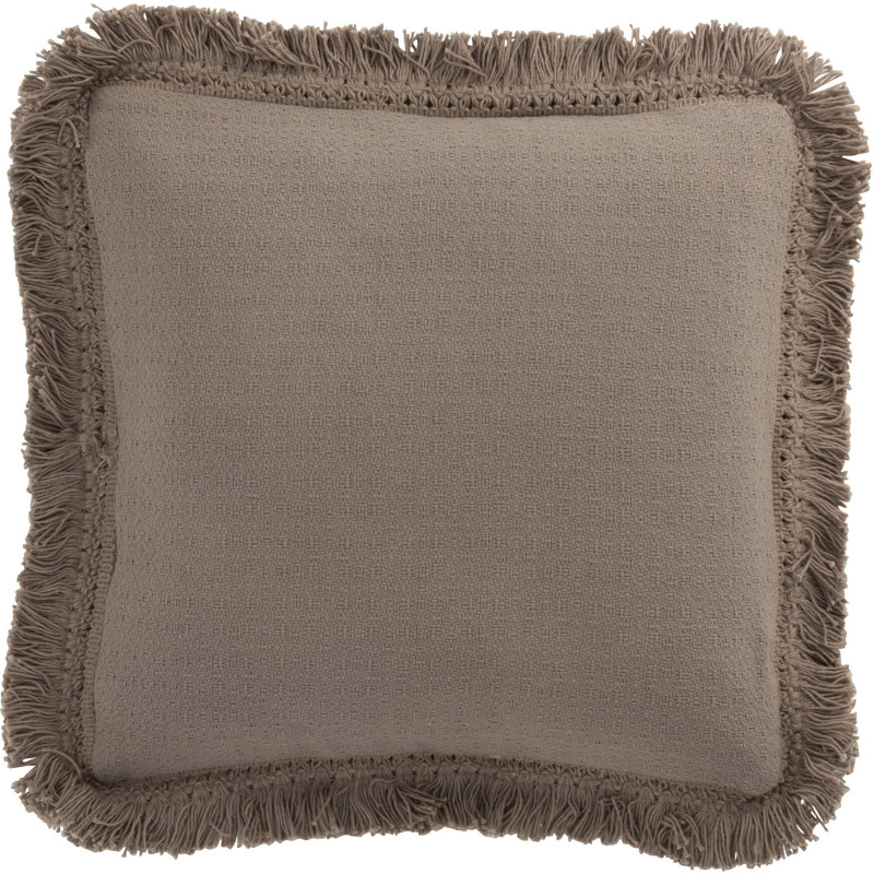 Coussin Carré Trivose 45x45 en Coton Taupe Motif losange Avec franges - 3