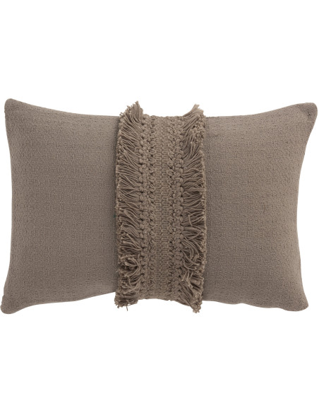 Coussin taupe 30x45 en coton motif tressé - 1