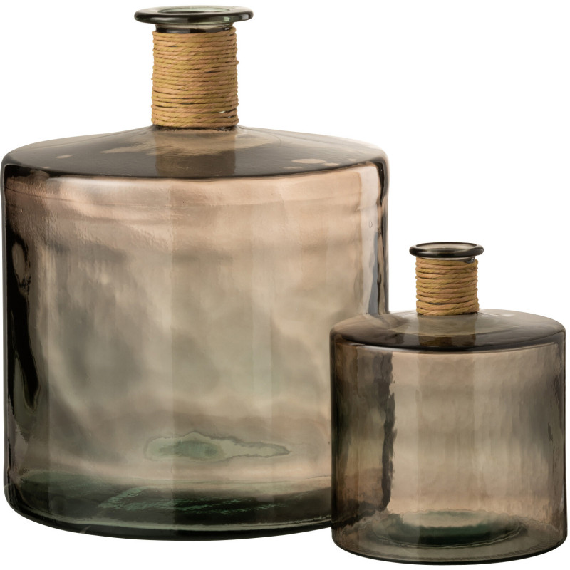 Vase Bouteille Safari Hauteur 45 cm en Verre Marron clair - 3