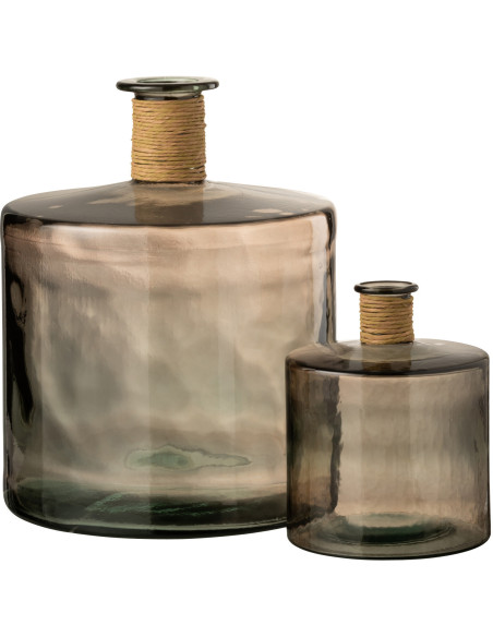 Vase Bouteille Safari Hauteur 45 cm en Verre Marron clair - 3