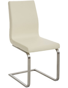 Chaise Magali en Polyuréthane Beige Acier inoxydable Argenté Brossé mat - 1
