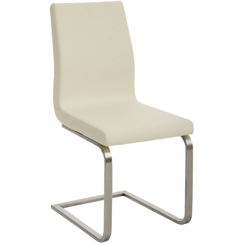 Chaise Magali en Polyuréthane Beige Acier inoxydable Argenté Brossé mat - 1