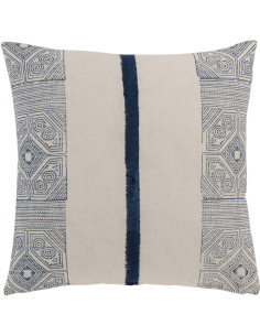 Coussin Carré Izel 50x50 en Coton Bleu Blanc Motif aztèque - 1