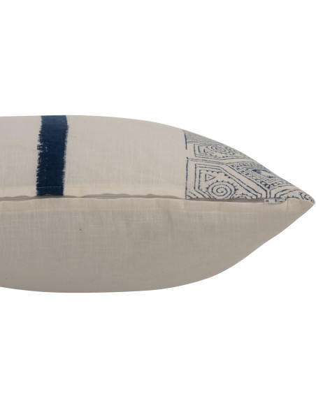 Coussin Carré Izel 50x50 en Coton Bleu Blanc Motif aztèque - 3