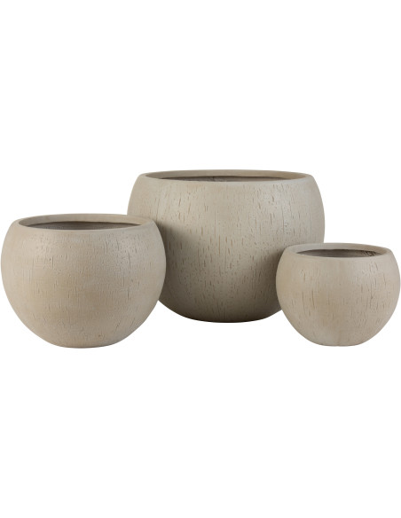 Cache-pot XL en Argile Beige Charlie (Lot de 3) J-Line - 1
