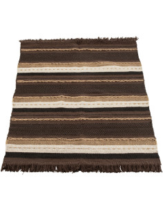 Tapis Rectangulaire Widjo 150x90 en Coton Marron Beige Motif rayures - 1