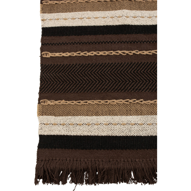 Tapis Rectangulaire Widjo 150x90 en Coton Marron Beige Motif rayures - 2
