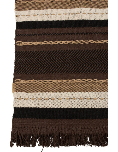 Tapis Rectangulaire Widjo 150x90 en Coton Marron Beige Motif rayures - 2