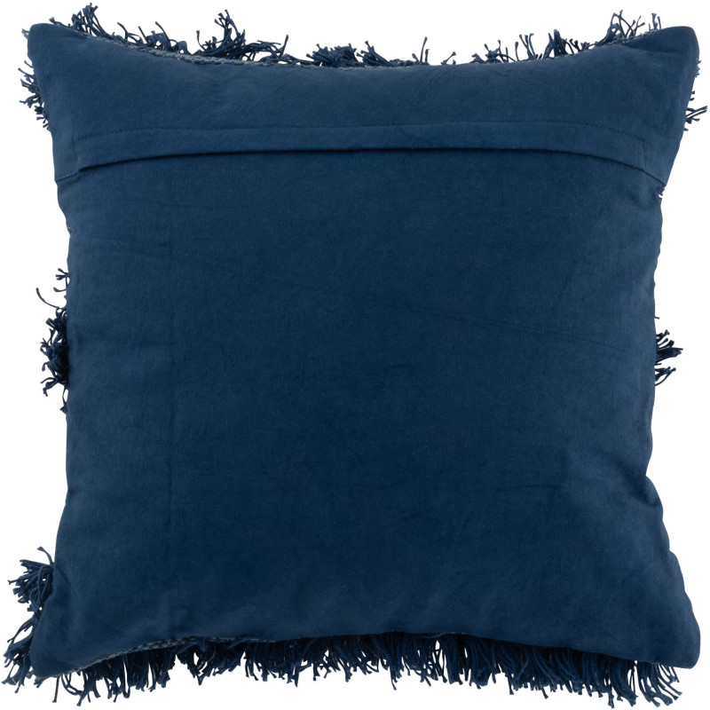 Coussin Carré Élégie 45x45 en Coton Bleu Sequin Doré Avec franges - 2