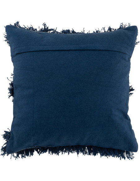 Coussin Carré Élégie 45x45 en Coton Bleu Sequin Doré Avec franges - 2