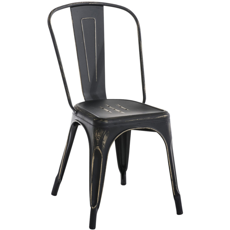 Chaise Loetitia en Métal Noir Doré - 1