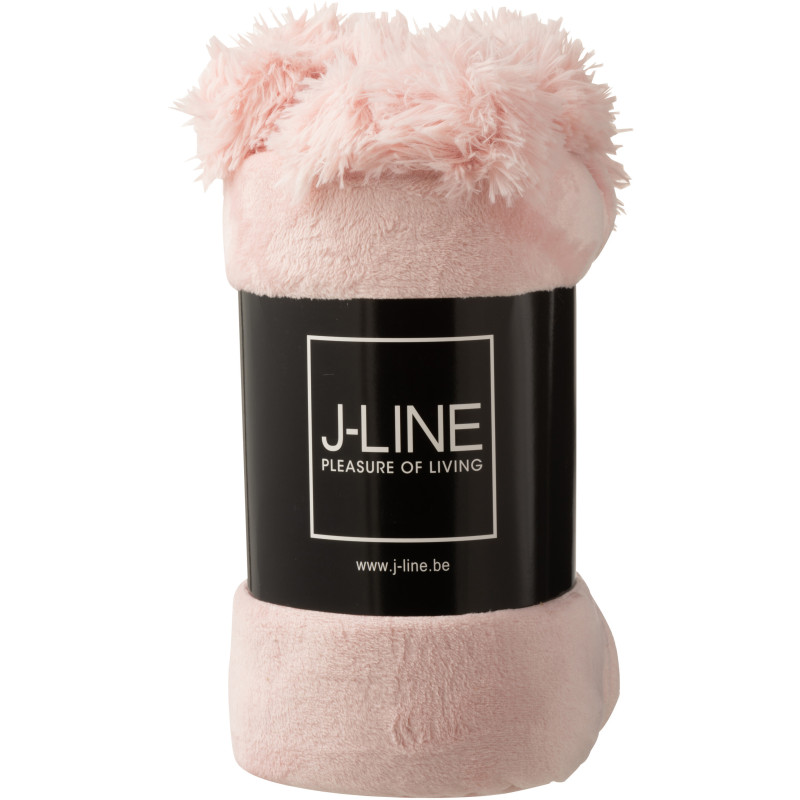 Plaid 130x170 Sweetness en Polyester Rose poudré avec pompons - 2