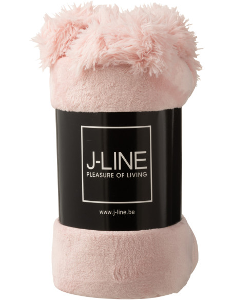 Plaid 130x170 Sweetness en Polyester Rose poudré avec pompons - 2