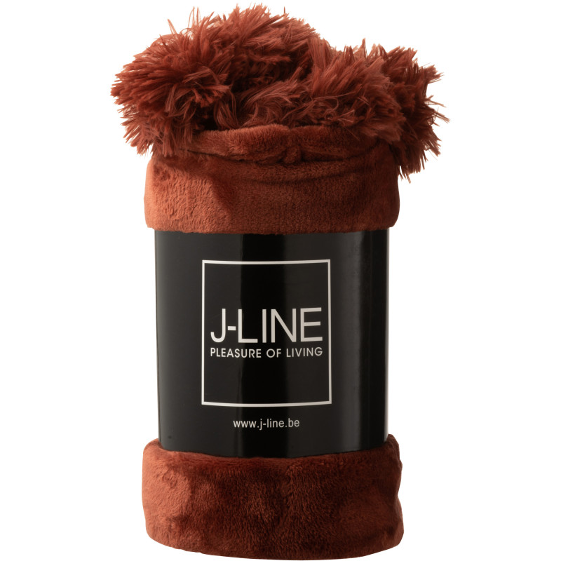 Plaid 130x170 Sweetness en Polyester Marsala avec pompons - 2