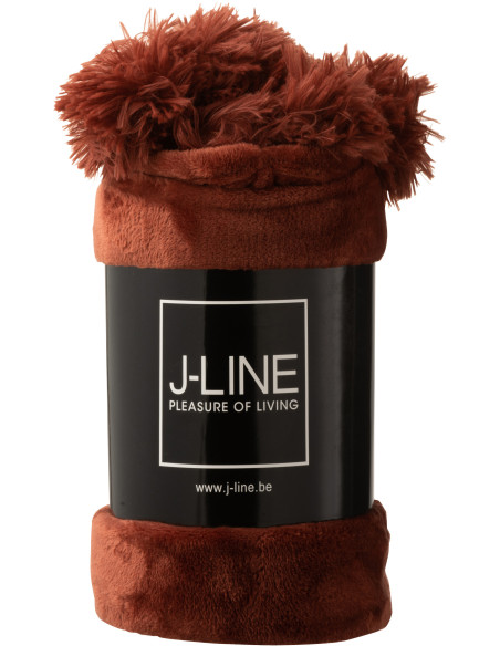 Plaid 130x170 Sweetness en Polyester Marsala avec pompons - 2