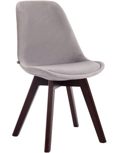 Chaise Sakina en Velours Gris clair Bois de hêtre Noyer - 1